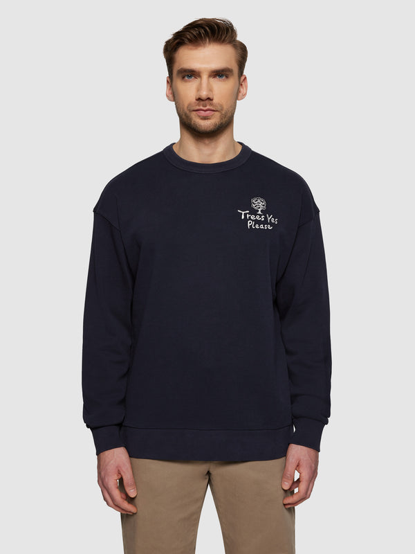 KnowledgeCotton Apparel - UNI Loose fit sweat camp print - GOTS/Vegan Sweats 1412 Night Sky