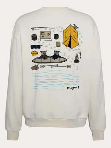 KnowledgeCotton Apparel - UNI Loose fit sweat camping back print - Regenerative Organic Certified™ - GOTS/Vegan Sweats 1387 Egret