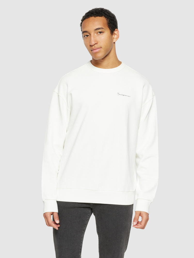 KnowledgeCotton Apparel - MEN Loose fit sweat owl chill camp print - Regenerative Organic Certified® - GOTS/Vegan Sweats 1387 Egret