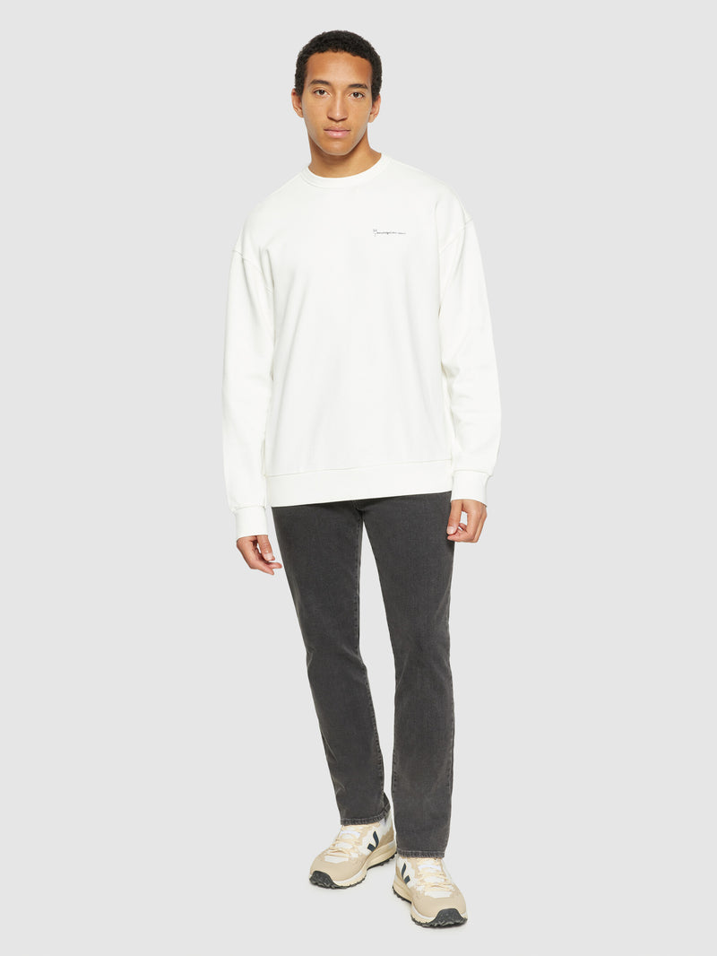 KnowledgeCotton Apparel - MEN Loose fit sweat owl chill camp print - Regenerative Organic Certified® - GOTS/Vegan Sweats 1387 Egret