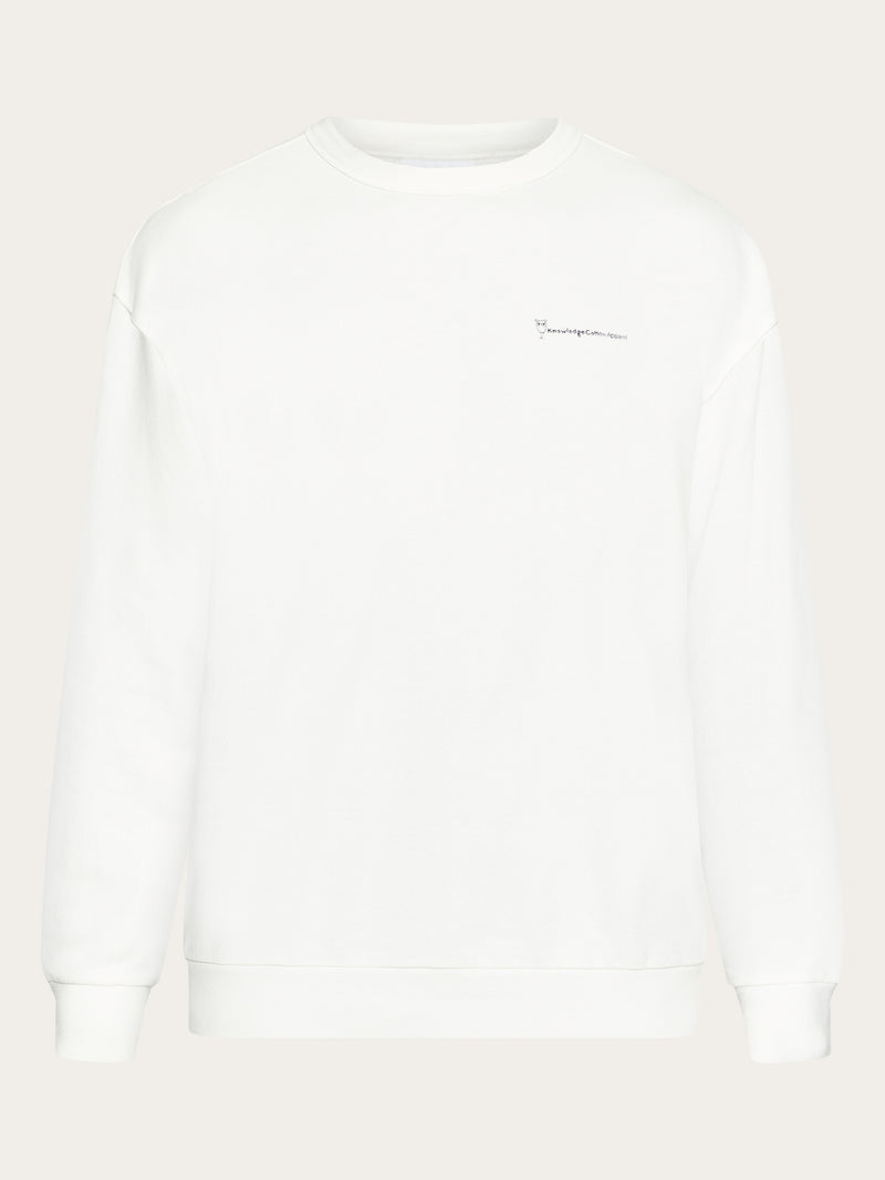 KnowledgeCotton Apparel - MEN Loose fit sweat owl chill camp print - Regenerative Organic Certified® - GOTS/Vegan Sweats 1387 Egret