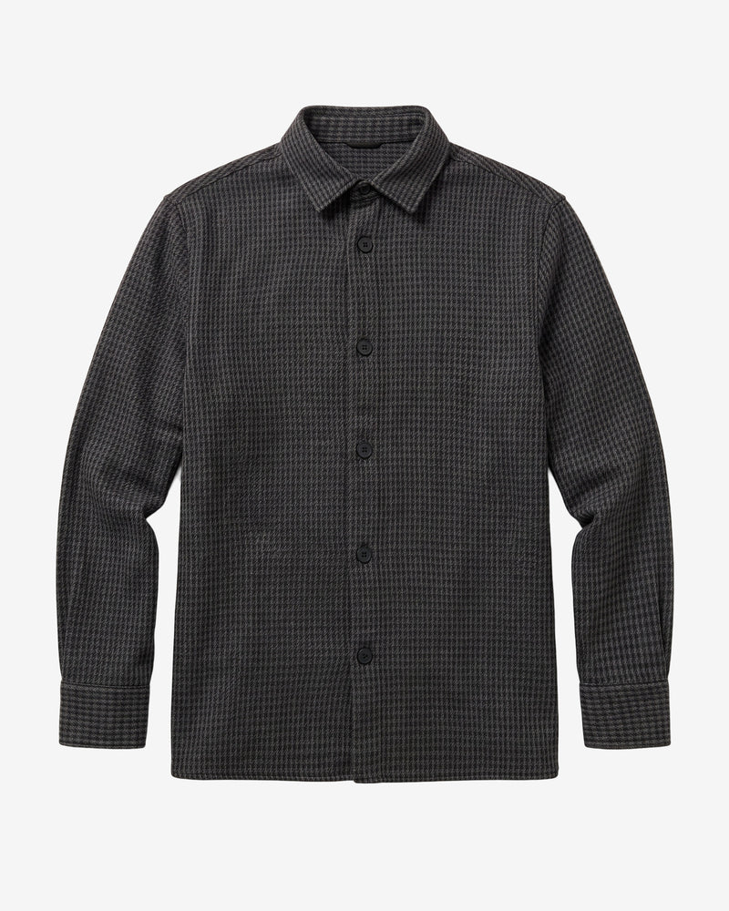 KnowledgeCotton Apparel - MEN Loose houndtooth overshirt Overshirts 7031 Grey check