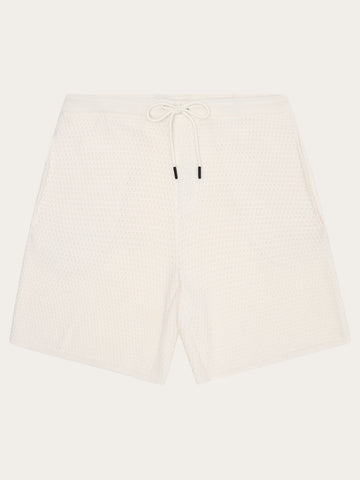 KnowledgeCotton Apparel - MEN Loose knit shorts Shorts 1387 Egret