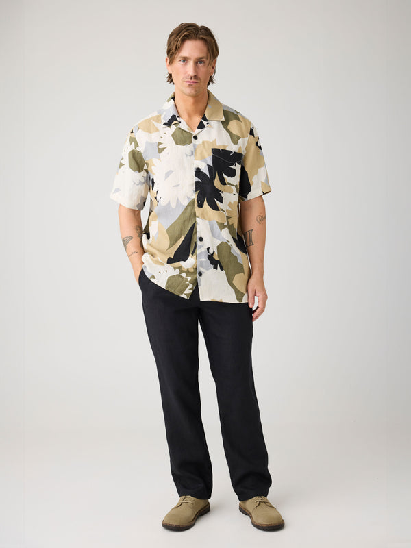 KnowledgeCotton Apparel - MEN Loose linen pant Pants 1300 Black Jet