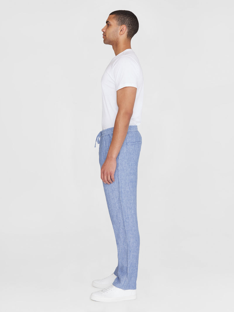 KnowledgeCotton Apparel - MEN Loose linen pant Pants 1432 Moonlight Blue