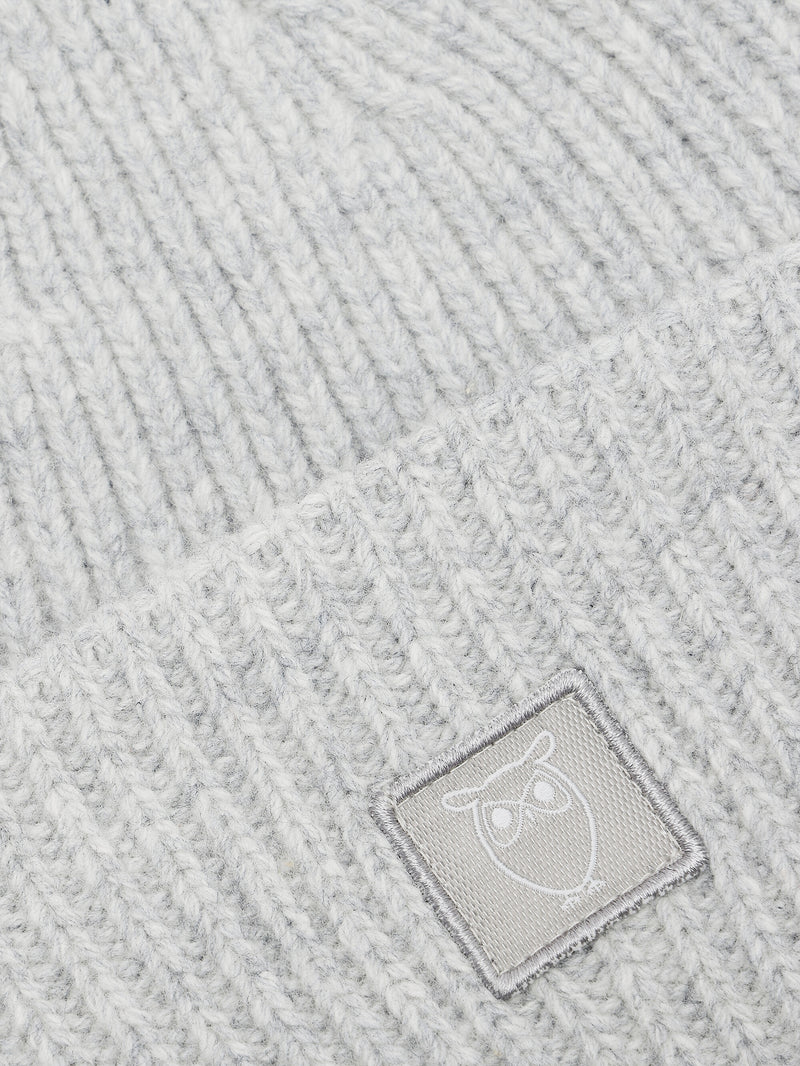 KnowledgeCotton Apparel - UNI Low wool rib beanie Hats 1012 Grey Melange