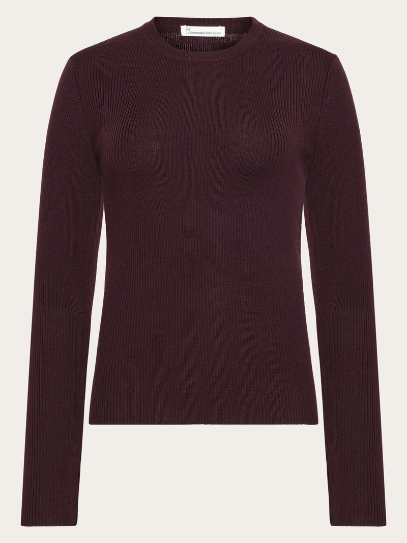 KnowledgeCotton Apparel - WMN Merino Wool Rib Knit RWS Knits 1281 Fig
