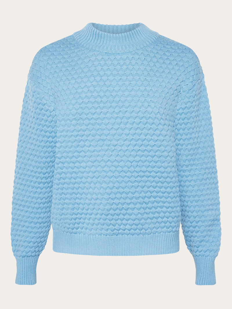 KnowledgeCotton Apparel - WMN Merino bubble crew neck - RWS Knits 1463 Glacier Lake