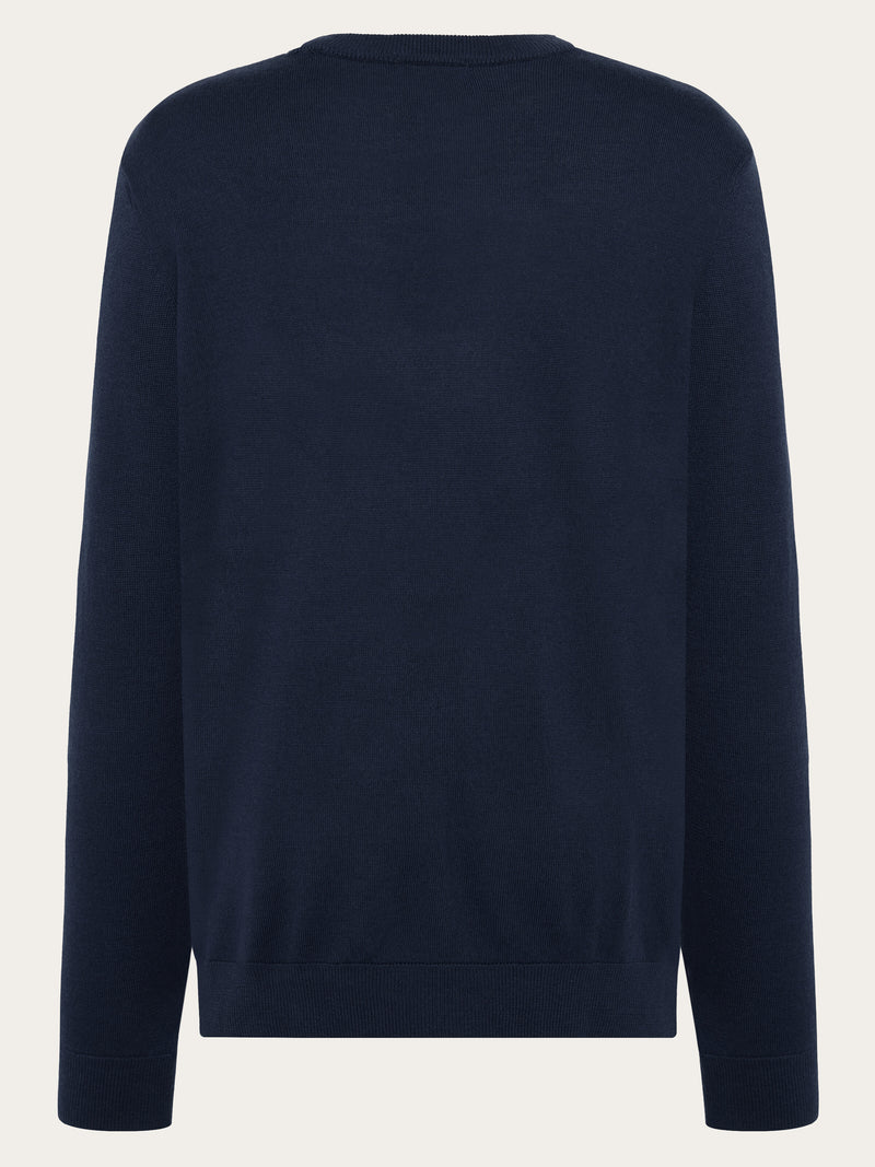 KnowledgeCotton Apparel - MEN Merino crew neck sweater Knits 1001 Total Eclipse