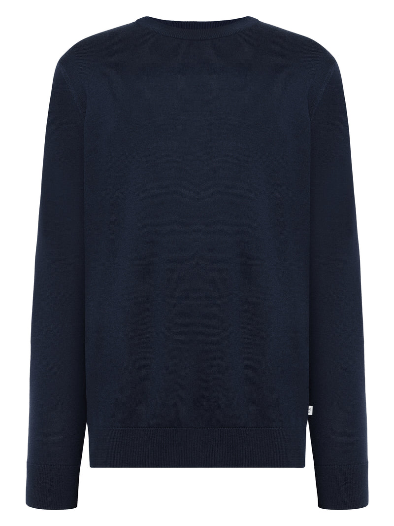 KnowledgeCotton Apparel - MEN Merino crew neck sweater Knits 1001 Total Eclipse