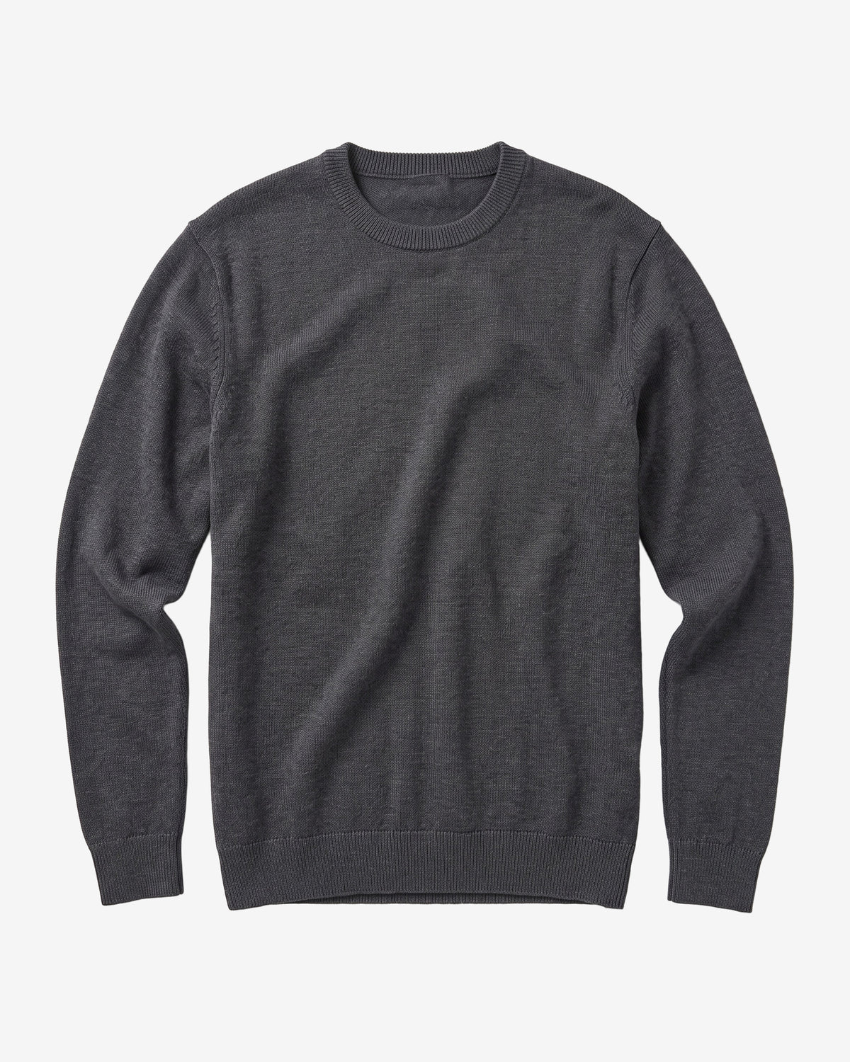 KnowledgeCotton Apparel - MEN Merino crew neck sweater Knits 1073 Dark Grey Melange