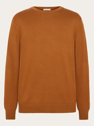 KnowledgeCotton Apparel - MEN Merino crew neck sweater Knits 1485 Pumpkin Spice