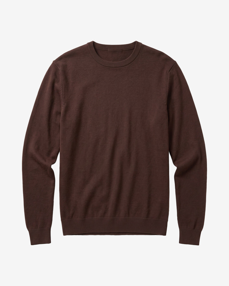 KnowledgeCotton Apparel - MEN Merino crew neck sweater Knits 1487 Chocolate Torte