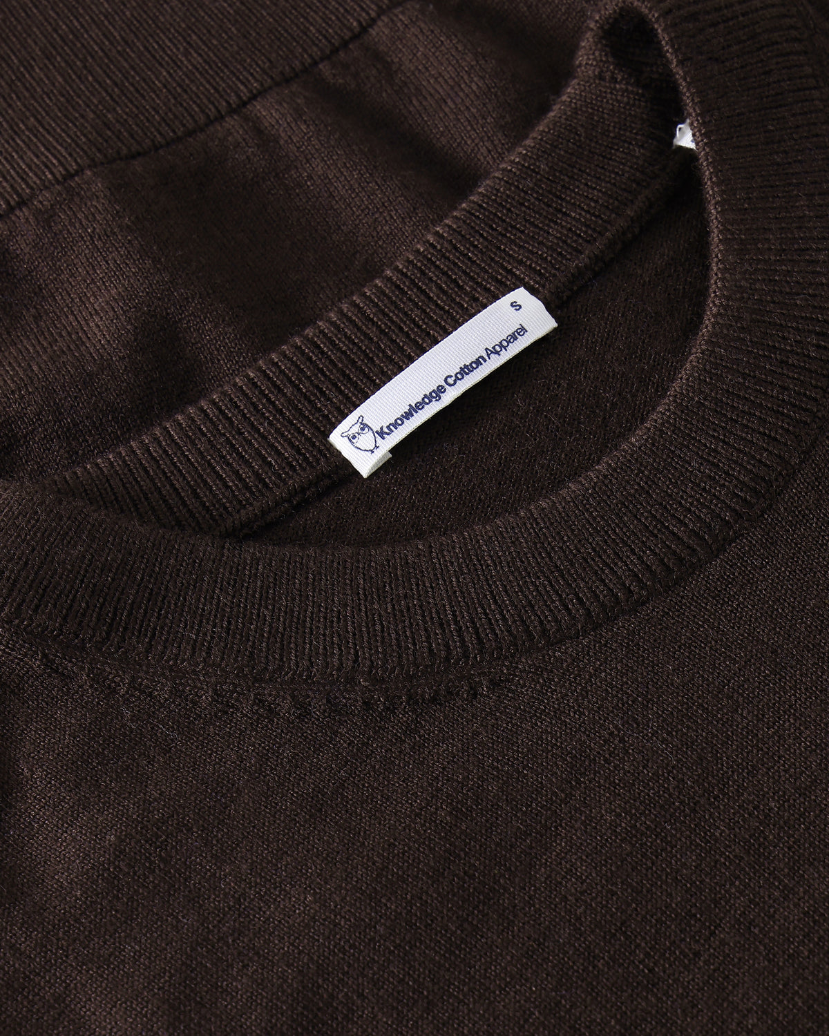 KnowledgeCotton Apparel - WMN Merino crew neck sweater Knits 1487 Chocolate Torte