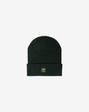 KnowledgeCotton Apparel - UNI Merino double layer badge beanie Hats 1090 Forest Night