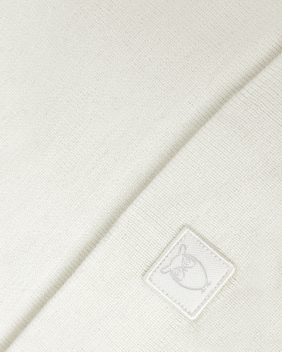 KnowledgeCotton Apparel - UNI Merino double layer badge beanie Hats 1387 Egret