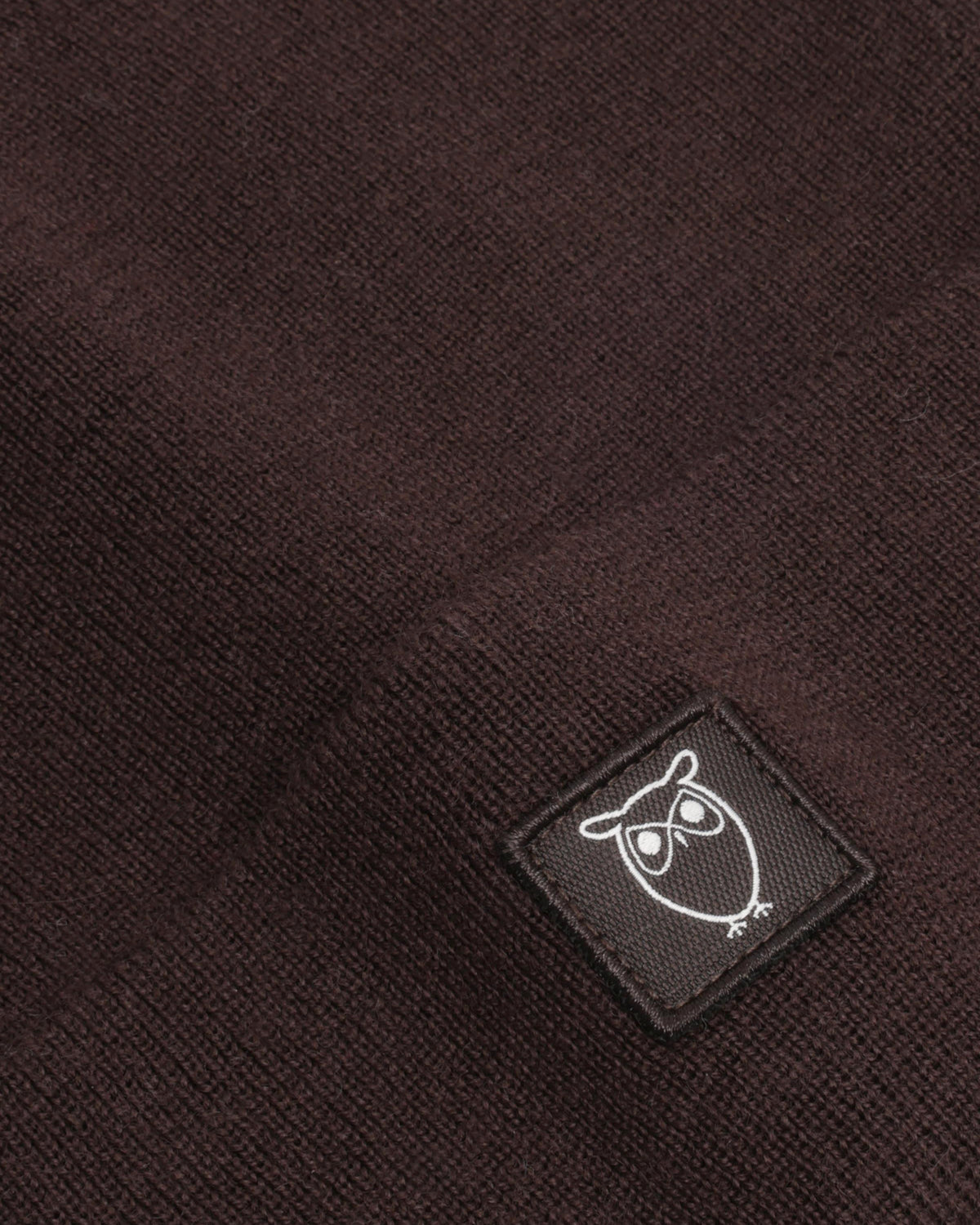 KnowledgeCotton Apparel - UNI Merino double layer badge beanie Hats 1487 Chocolate Torte