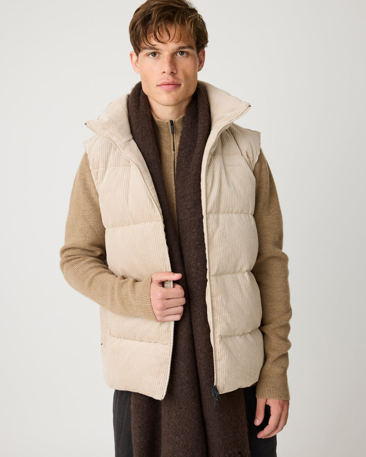 KnowledgeCotton Apparel - MEN Merino full zip sweater Knits 1336 Kelp melange