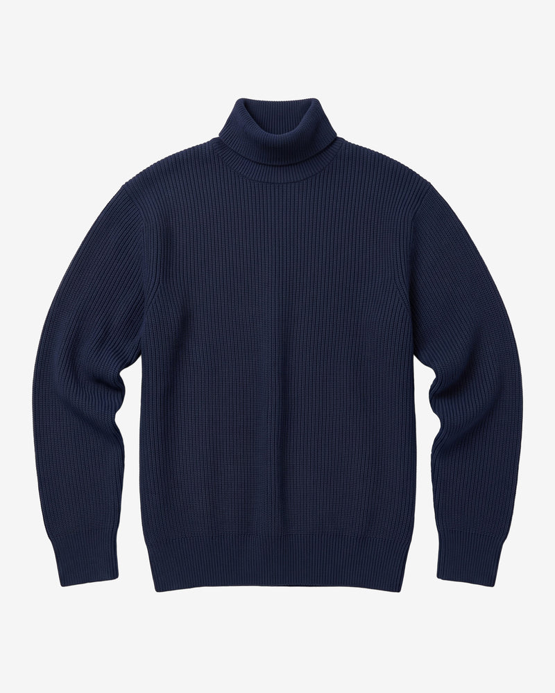 KnowledgeCotton Apparel - WMN Merino high neck sweater Knits 1001 Total Eclipse