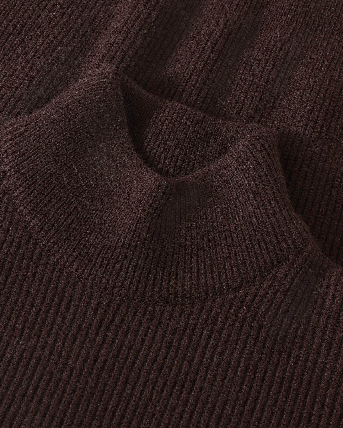 KnowledgeCotton Apparel - WMN Merino high neck sweater Knits 1487 Chocolate Torte