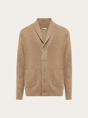 KnowledgeCotton Apparel - MEN Merino knit cardigan Knits 1336 Kelp melange