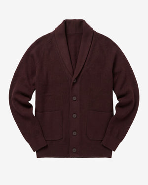 KnowledgeCotton Apparel - MEN Merino knit cardigan Knits 1487 Chocolate Torte