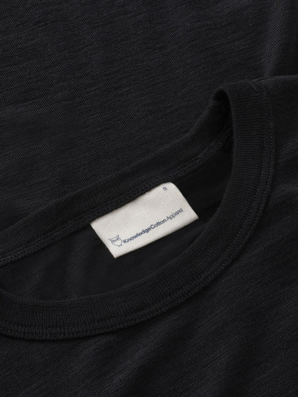 KnowledgeCotton Apparel - WMN Merino rib long sleeve roll-neck Long Sleeves 1300 Black Jet