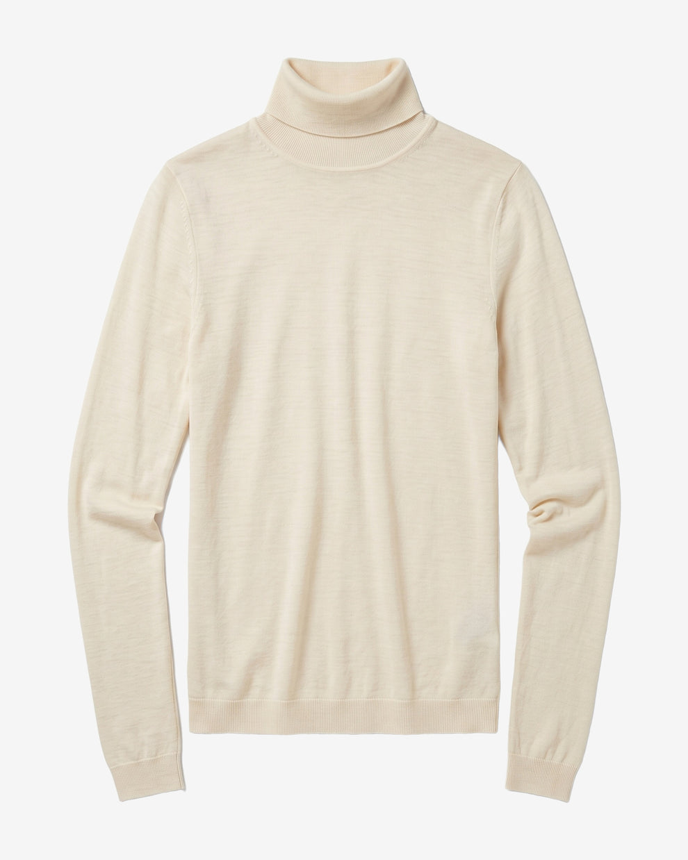 KnowledgeCotton Apparel - WMN Merino rib long sleeve roll-neck Long Sleeves 1387 Egret