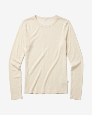 KnowledgeCotton Apparel - WMN Merino rib long sleeve t-shirt Long Sleeves 1387 Egret