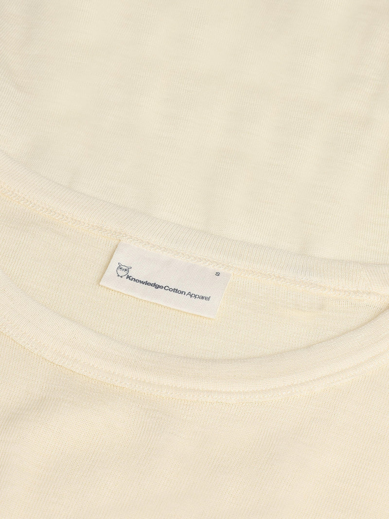 KnowledgeCotton Apparel - WMN Merino rib long sleeve t-shirt Long Sleeves 1387 Egret