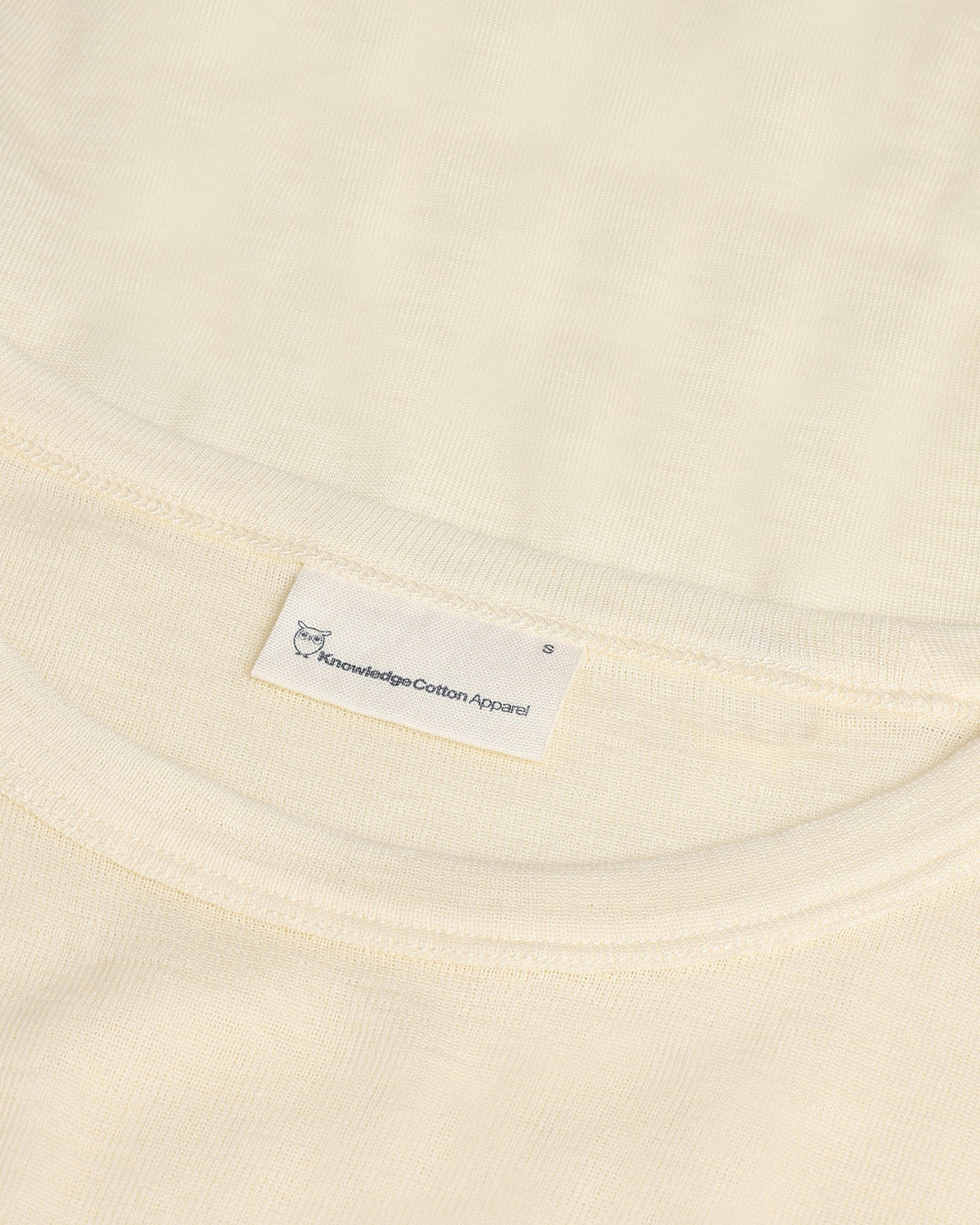 KnowledgeCotton Apparel - WMN Merino rib long sleeve t-shirt Long Sleeves 1387 Egret