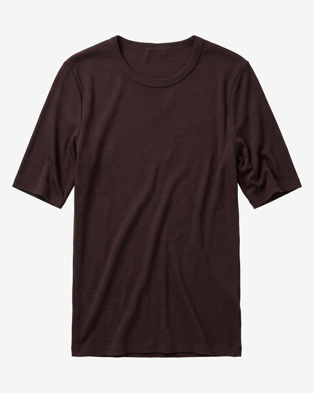 KnowledgeCotton Apparel - WMN Merino rib t-shirt T-shirts 1487 Chocolate Torte