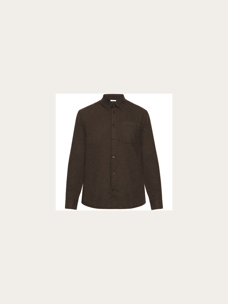 KnowledgeCotton Apparel - MEN Merino shirt Shirts 1487 Chocolate Torte