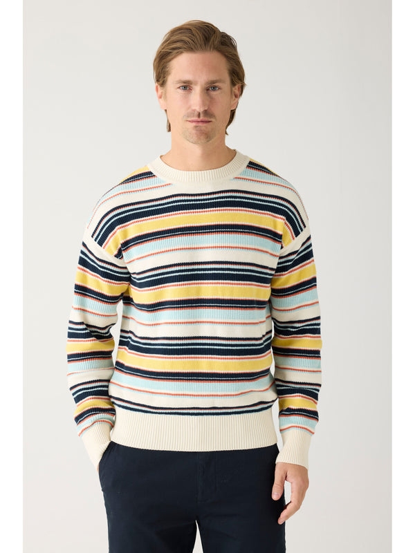 KnowledgeCotton Apparel - MEN Multi stripe structure knit - Regenerative Organic Certified™ - GOTS/Vegan Knits 8032 Multi color stripe