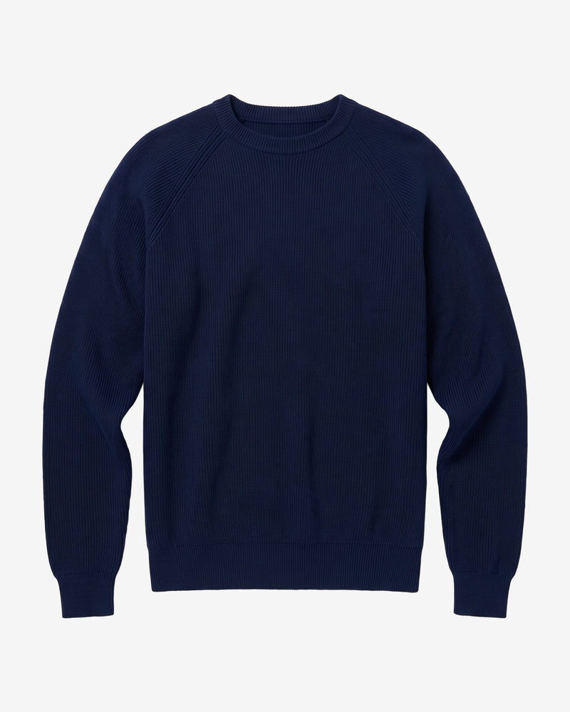 KnowledgeCotton Apparel - MEN O-neck merino wool rib knit Knits 1001 Total Eclipse