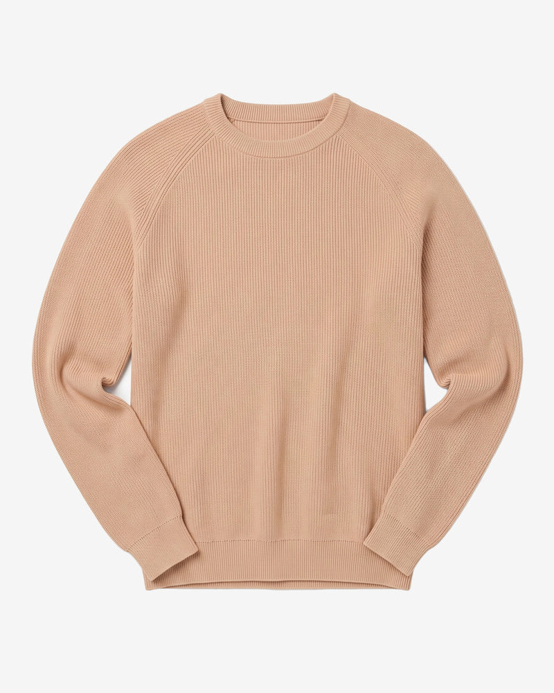 KnowledgeCotton Apparel - MEN O-neck merino wool rib knit Knits 1336 Kelp melange