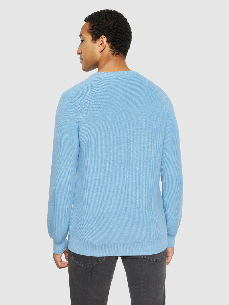 KnowledgeCotton Apparel - MEN O-neck merino wool rib knit Knits 1463 Glacier Lake