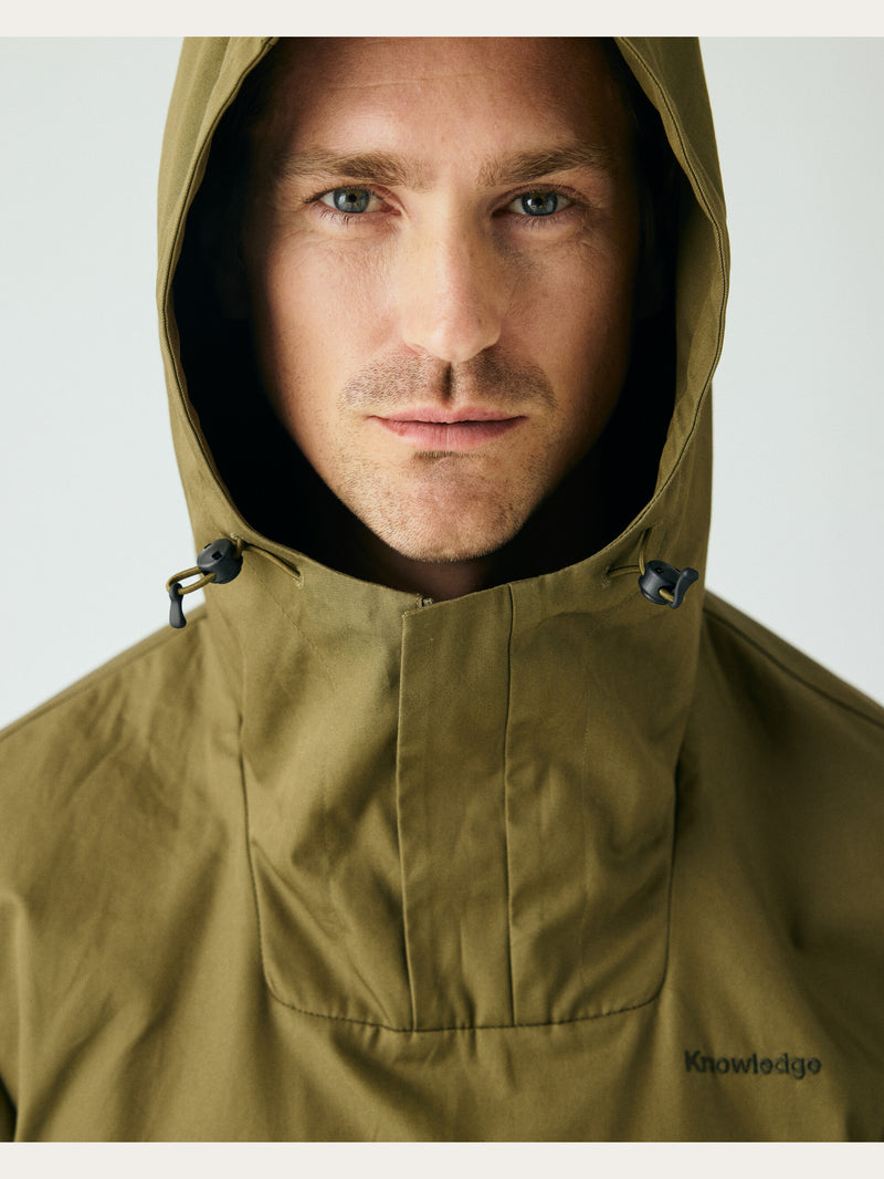 KnowledgeCotton Apparel - UNI Organic Cotton Canvas Anorak Jacket GOTS/Vegan Jackets 1068 Burned Olive