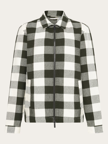 KnowledgeCotton Apparel - MEN Organic Cotton Checked Flannel Overshirt GOTS Overshirts 7023 Green check