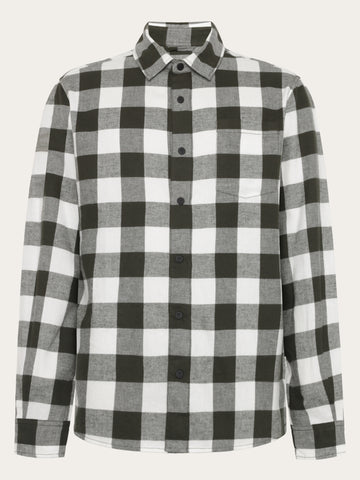 KnowledgeCotton Apparel - MEN Organic Cotton Checked Flannel Shirt GOTS Shirts 7023 Green check