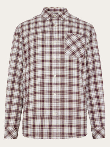 KnowledgeCotton Apparel - MEN Organic Cotton Checked Flannel Shirt GOTS Shirts 7025 Red check