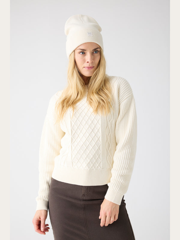 KnowledgeCotton Apparel - WMN Organic Cotton Crew Neck - Regenerative Organic Certified™ - GOTS/Vegan Knits 1387 Egret