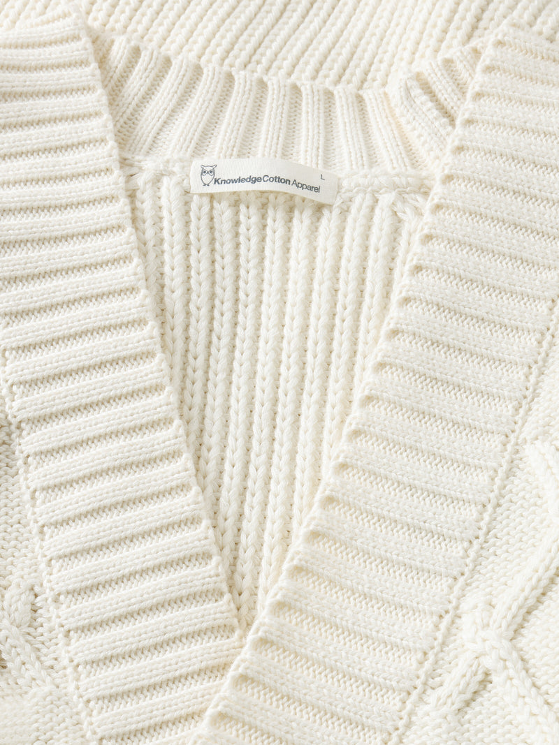 KnowledgeCotton Apparel - MEN Organic Cotton Diamond Knit - Regenerative Organic Certified™ - GOTS/Vegan Knits 1387 Egret