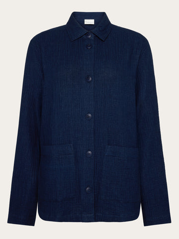 KnowledgeCotton Apparel - WMN Organic Cotton Dobby Overshirt GOTS/Vegan Overshirts 1483 Indigo