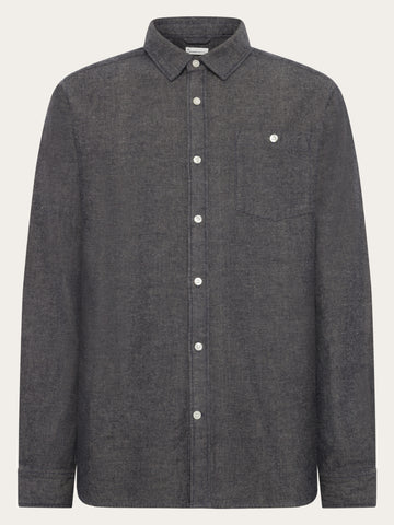 KnowledgeCotton Apparel - MEN Organic Cotton Fishbone Flannel Shirt GOTS Shirts 1412 Night Sky