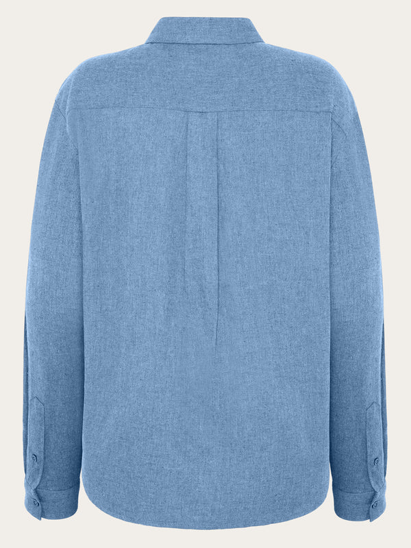 KnowledgeCotton Apparel - WMN Organic Cotton Flannel Shirt GOTS Shirts 1188 Dark Denim