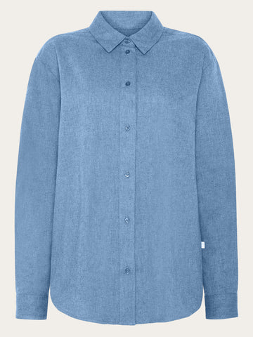 KnowledgeCotton Apparel - WMN Organic Cotton Flannel Shirt GOTS Shirts 1188 Dark Denim