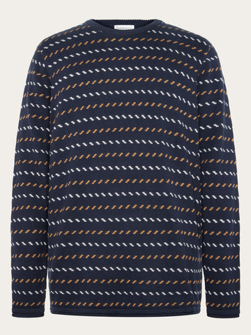 KnowledgeCotton Apparel - MEN Organic Cotton Jacquard Knit - Regenerative Organic Certified™ - GOTS/Vegan Knits 1412 Night Sky