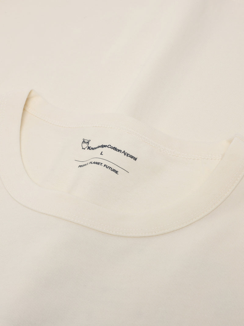 KnowledgeCotton Apparel - MEN Organic Cotton Long sleeved T-shirt GOTS Long Sleeves 1387 Egret