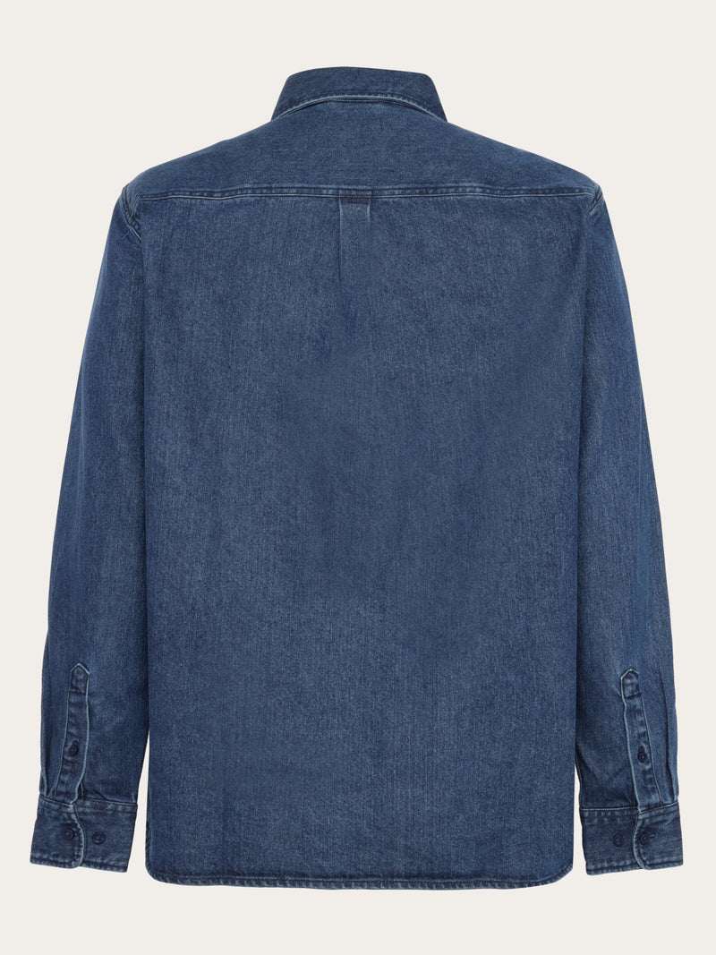 KnowledgeCotton Apparel - MEN Organic Cotton Natural Indigo Denim Shirt GOTS Shirts 3059 Dark Blue denim